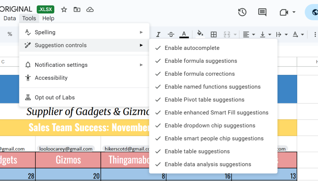 Google Sheets