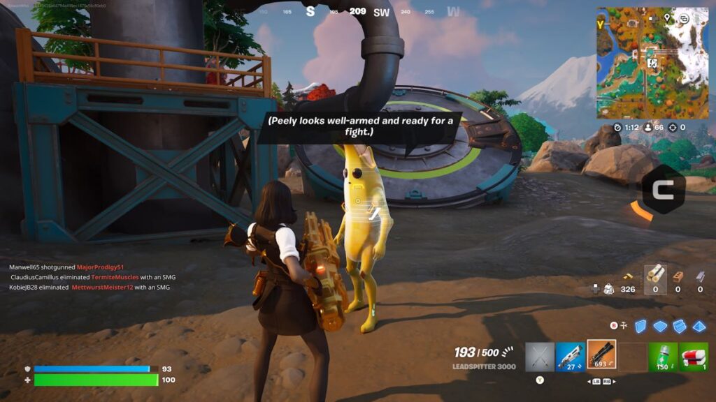 Peely NPC east of Supernova Academy