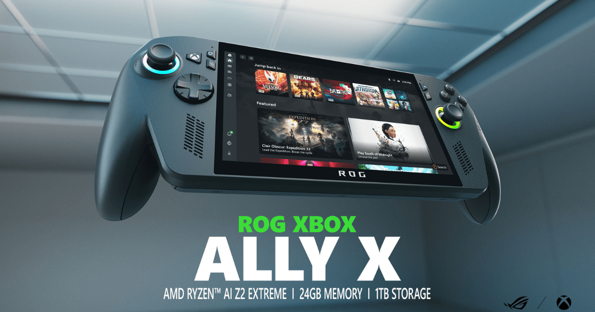 ASUS ROG Xbox Ally X เครื่องเกมพกพา Xbox/PC หน้าจอ QHD 8.4″ จอยถอดได้