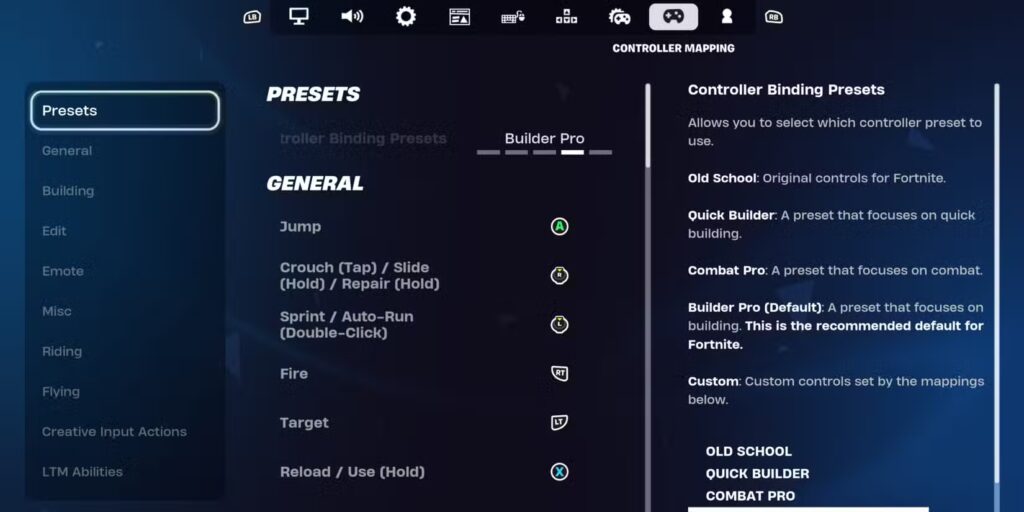 controller mapping fortnite